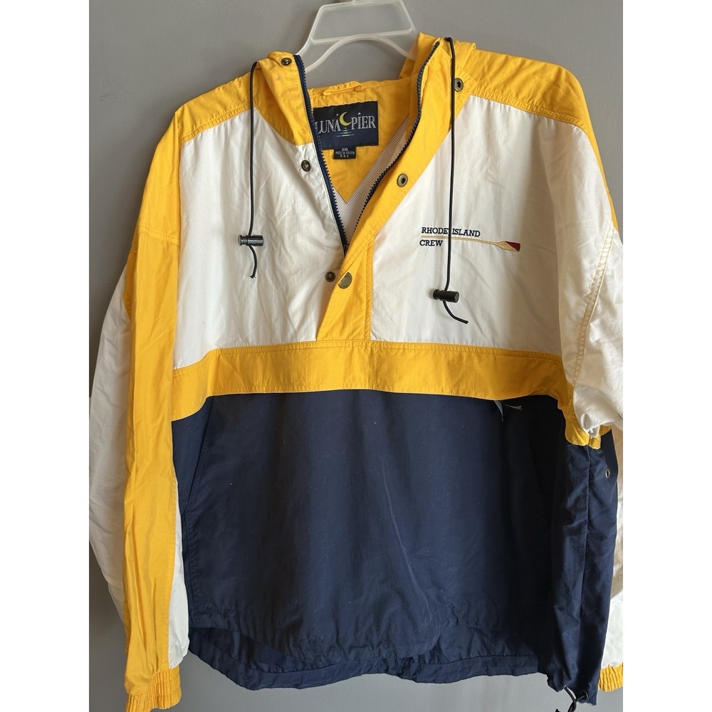 Luna Pier Men's Water Proof Wind Breaker Hooded Jacket Size 2XL Yellow & Blue